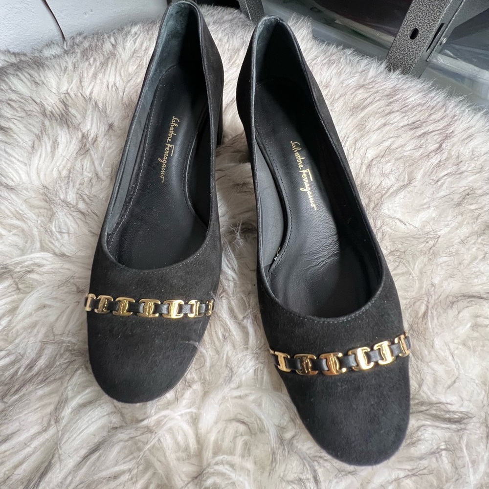 Salvatore Ferragamo Avella Suede Block Heel